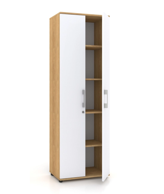 Szafa biurowa G 60 2d HIKORA Naturalna 60 cm biała/połysk zamek